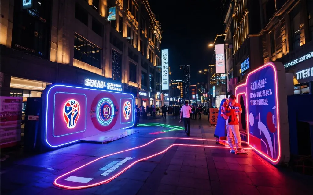 品牌整合营销在赛事与城市空间中串联的示意画面