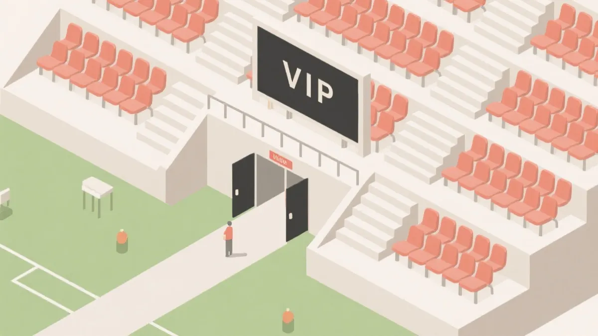 球场动线示意与贵宾入口的空间感插画风